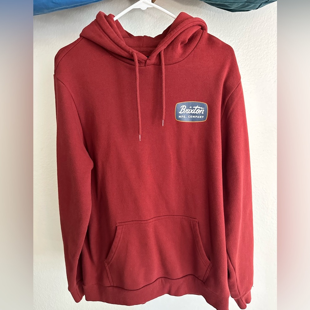 Brixton Red Graphic Long Sleeve Pullover Hoodie Mens Size Small